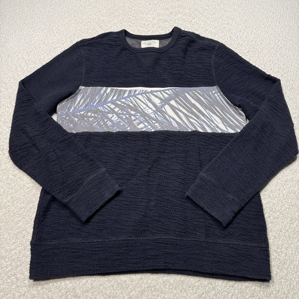 Sol Angeles Men's Sweatshirt Textured Cotton Blend Navy Blue Pullover Sz Large